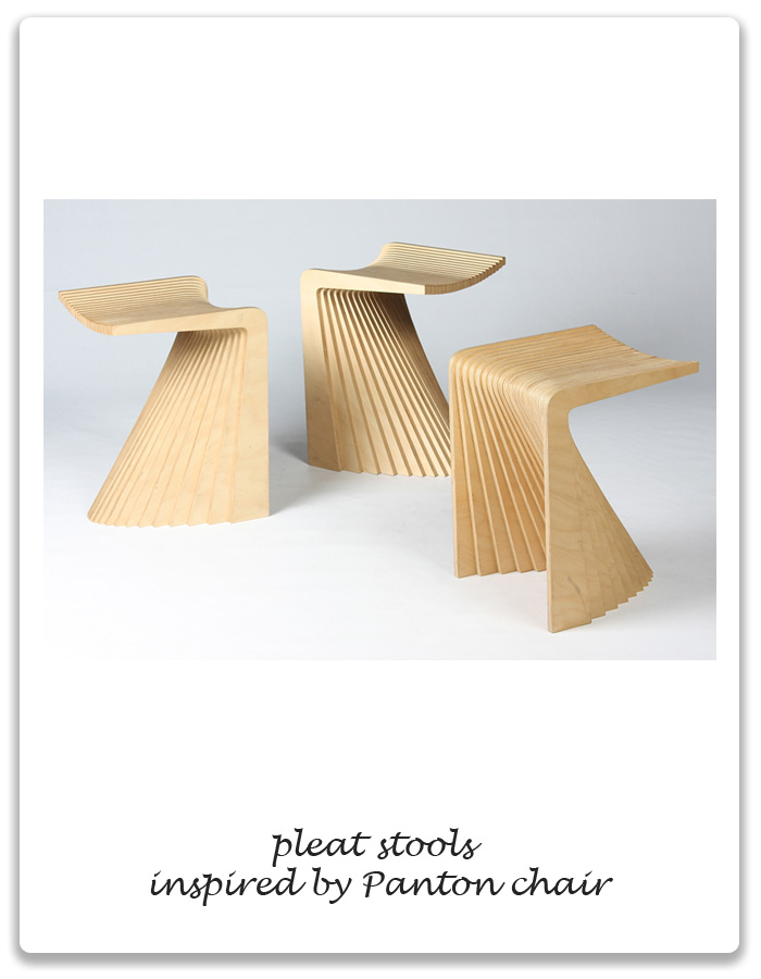 1960s-PantonChair-pleat-stools-inspired-by-Panton