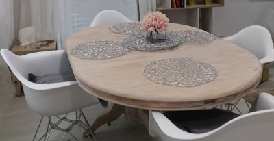 Old country-style dining table has been given a new life to better fit our modern interior