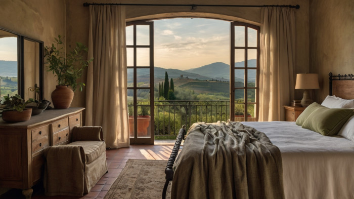 Natural Colours of a Tuscan Bedroom