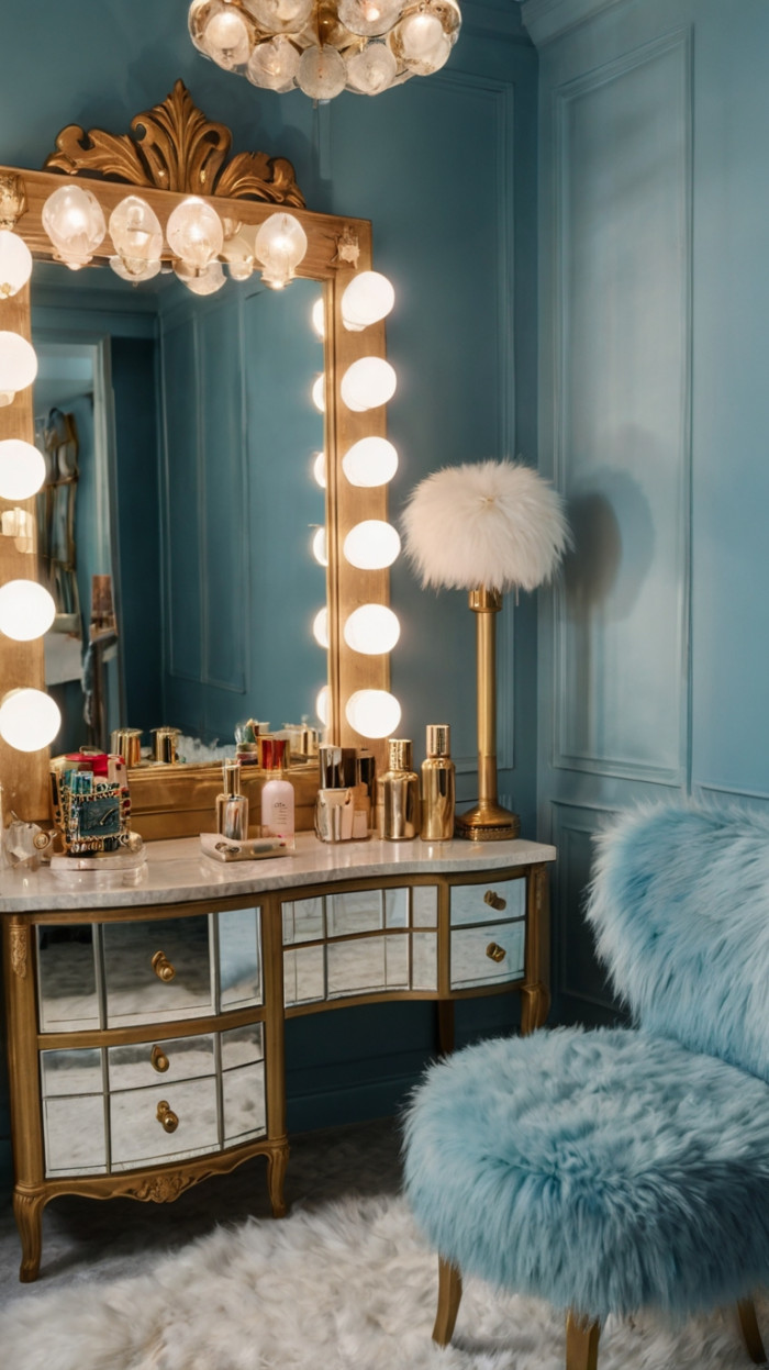 Dressing room mirrored vanity