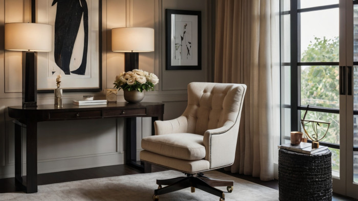 Quiet luxury home office: Panel Moulding & Modern Classic Style