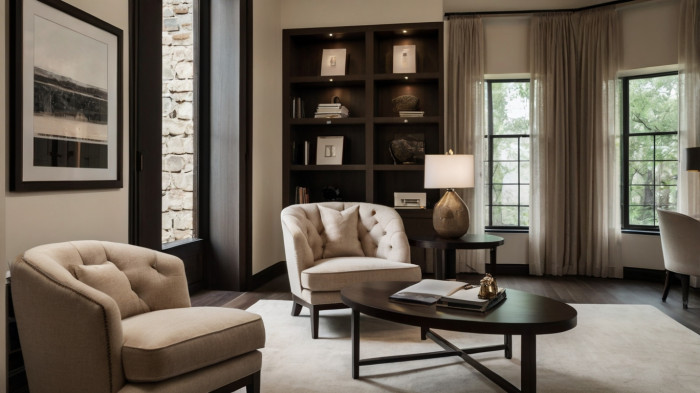 Home Office: Soft Transitional Luxury with Built-In Joinery & Tufted Seating