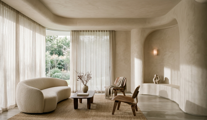 Curved living room minimalism-trendy