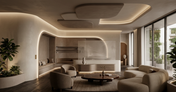 curved neutral interior design